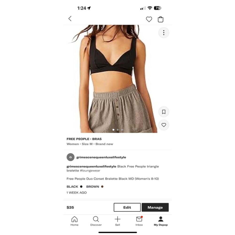 Women's Free People Black Bralette Size M NWT